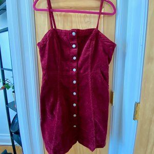 H&M Burgundy Corduroy Mini Dress Size Large
